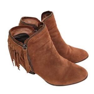 Dolce Vita Hiro Fringe Brown Suede Western Booties Size 9.5